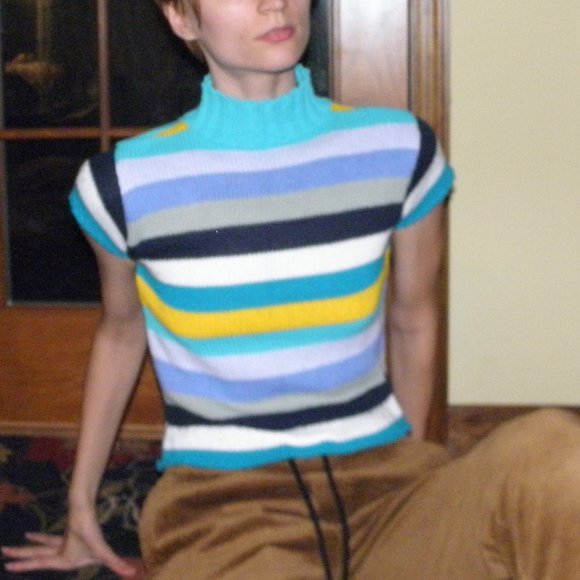 Vintage Sweaters - Vintage Striped Turtleneck Sweater